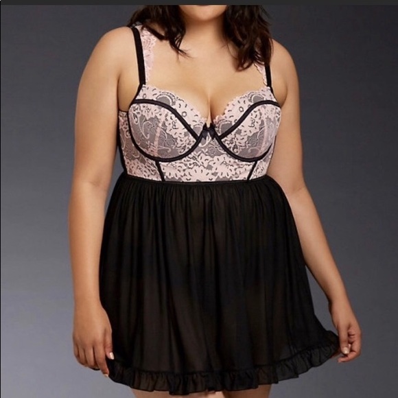 torrid Other - Torrid Lace Mesh babydoll Lingerie Split Back Sexy